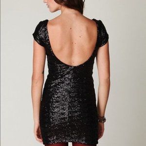 3/$40 Backstage Matte Black Sequin Open Back Mini Dress Size XS